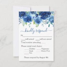 Tarjeta de respuesta de boda floral de acuarela az