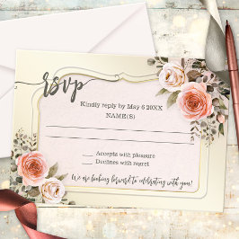 Tarjeta de respuesta de boda floral de acuarela ro