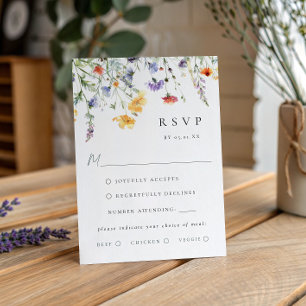 Tarjeta de respuesta de boda floral de acuarela vi