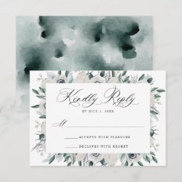 Tarjeta de respuesta de boda floral de Anémonas y