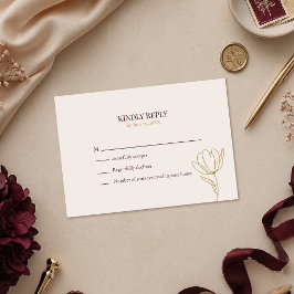 Tarjeta de respuesta de boda floral de Borgoña ele