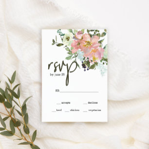 Tarjeta de respuesta de boda floral de cáscara de