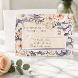 Tarjeta de respuesta de boda floral de color meloc
