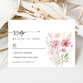 Tarjeta de respuesta de boda floral de flor silves