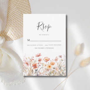 Tarjeta de respuesta de boda floral de flor silves