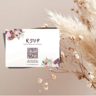 Tarjeta de respuesta de boda floral de hierba de P