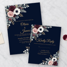 Tarjeta de respuesta de boda floral de invierno do