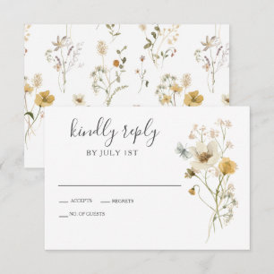 Tarjeta de respuesta de boda floral de jardín de f
