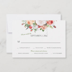 Tarjeta de Respuesta de Boda Floral de Jardín Vint