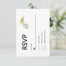 Tarjeta de respuesta de boda floral de limón