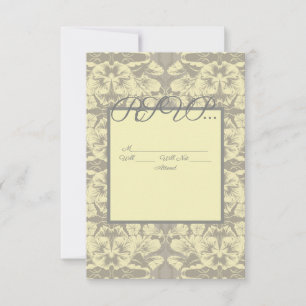 Tarjeta de respuesta de Boda floral de marfil y gr