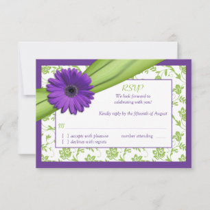 Tarjeta de respuesta de boda floral de margarita v