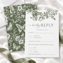 Tarjeta de respuesta de boda floral de mariposa ve