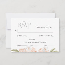 Tarjeta de respuesta de boda floral de melocotón s