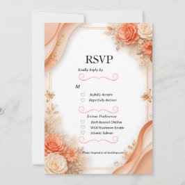 Tarjeta de respuesta de boda floral de melocotón y