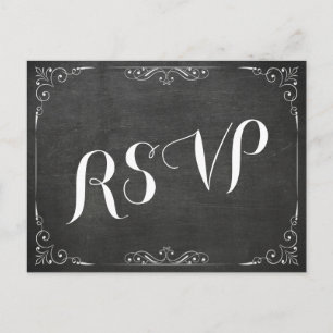 Tarjeta de respuesta de boda floral de pizarra en 