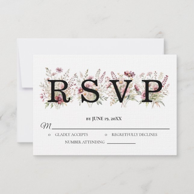 Tarjeta de respuesta de boda floral de primavera (Anverso)