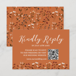 Tarjeta de respuesta de boda floral de terracota r