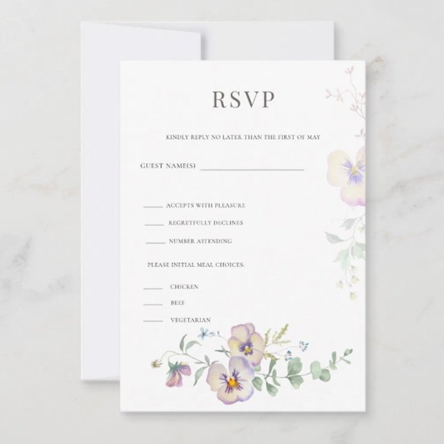 Tarjeta de respuesta de boda floral de viola y euc (Subido por el creador)