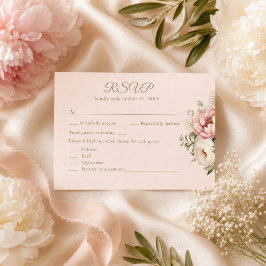 Tarjeta de respuesta de boda floral Dusty Blush