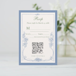Tarjeta de respuesta de boda floral francesa elega