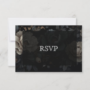 Tarjeta de respuesta de boda floral gótica románti