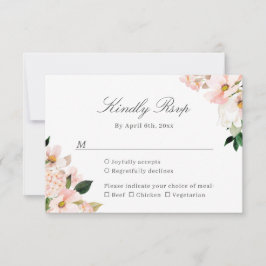 Tarjeta de respuesta de boda floral Hortensia Rubo