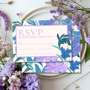 Tarjeta de respuesta de boda floral Lila Púrpura P