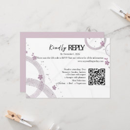 Tarjeta de respuesta de boda floral malva polvorie