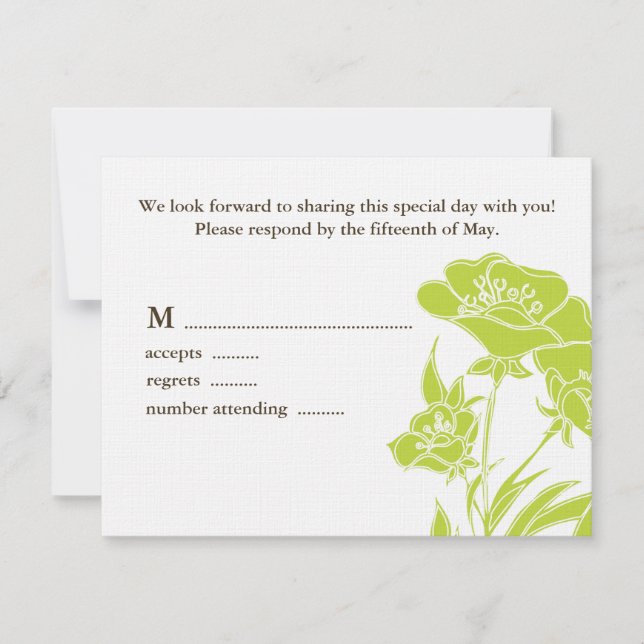 Tarjeta de respuesta de Boda floral marrón y chart (Anverso)