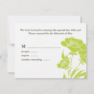 Tarjeta de respuesta de Boda floral marrón y chart