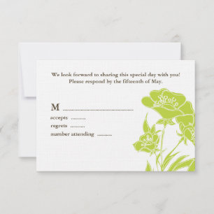 Tarjeta de respuesta de Boda floral marrón y chart