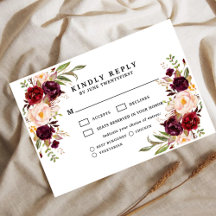 Tarjeta de respuesta de boda floral melancólica co