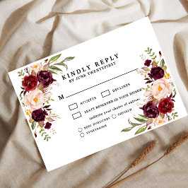 Tarjeta de respuesta de boda floral melancólica co
