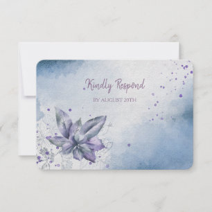 Tarjeta de respuesta de boda floral moderna violet