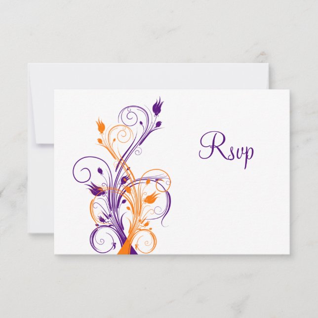 Tarjeta de respuesta de boda floral naranja blanca (Anverso)