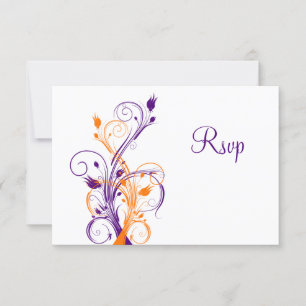 Tarjeta de respuesta de boda floral naranja blanca