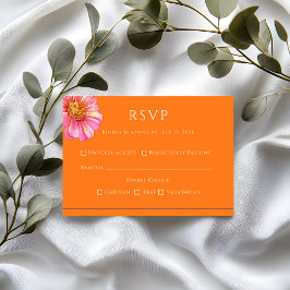 Tarjeta de respuesta de boda floral naranja colori