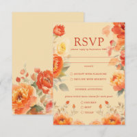 Tarjeta de respuesta de Boda floral Naranja quemad