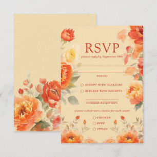 Tarjeta de respuesta de Boda floral Naranja quemad