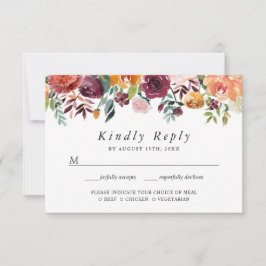 Tarjeta de respuesta de boda floral naranja rubor