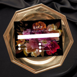 Tarjeta de respuesta de Boda floral pintado oscuro