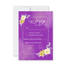 Tarjeta de respuesta de boda floral púrpura