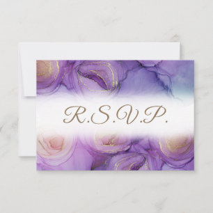 Tarjeta de respuesta de boda floral púrpura