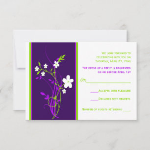 Tarjeta de respuesta de boda floral púrpura, lima 