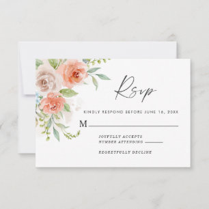 Tarjeta De Respuesta De Boda Floral Rosa