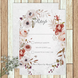 Tarjeta de respuesta de Boda floral rosa-blanca ro