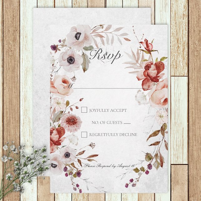 Tarjeta de respuesta de Boda floral rosa-blanca ro (Subido por el creador)