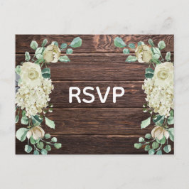 Tarjeta de respuesta de boda floral rosa de madera