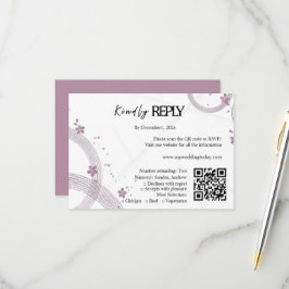 Tarjeta de respuesta de boda floral Rosa Malva